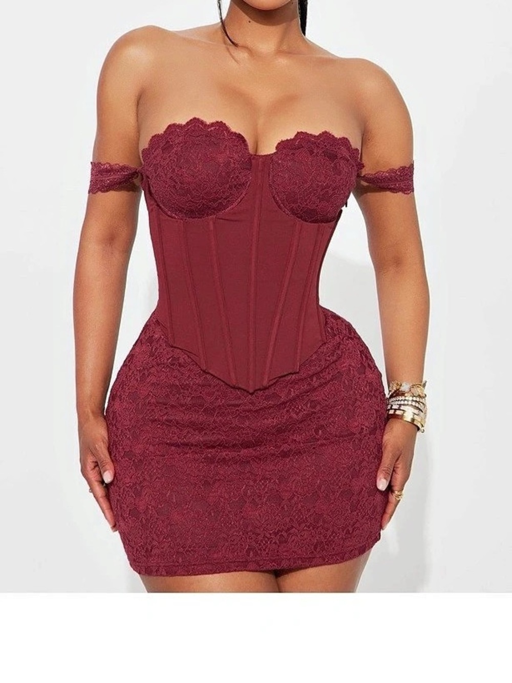 Fashion Nova Kiss Goodbye Lace Mini Dress Burgundy